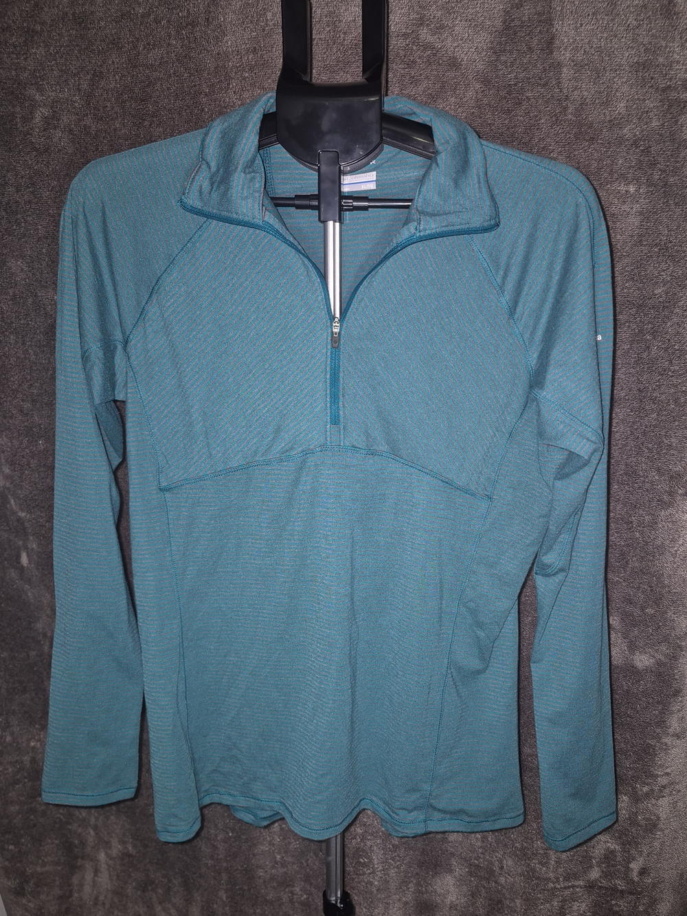 Columbia Omni-Wick Women’s XL Quarter Zip Long Sleeve Striped Pullover Blue/Gray